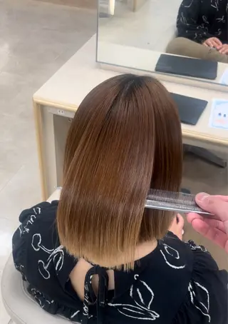 ミディアム カラー シャドウパーマ／骨格 矯正カット　トモキのヘアスタイル