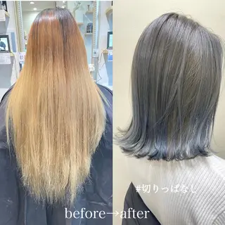 ミディアム カラー ayaka 縮毛矯正レイヤーのヘアスタイル