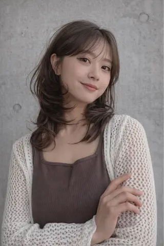 ミディアム 恵比寿韓国レイヤー× 艶透明感カラー大場のヘアスタイル