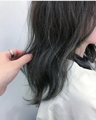 セミロング 美髪矯正/艶カラー ボブ/栄/鐘ヶ江純也のヘアスタイル