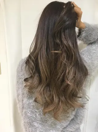 ロング カラー パーマ ヘアアレンジ マツエク・マツパ きむえり/髪質改善 /うねり広がり改善のヘアスタイル