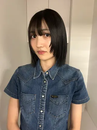 ミディアム ハルカ 透明感カラー 美髪縮毛矯正🥣のヘアスタイル