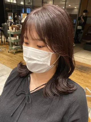 ミディアム カラー 顔周り/くびれヘア 韓国ヘア💕風間るなのヘアスタイル