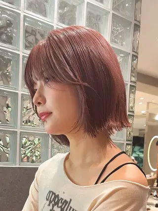 ミディアム 栄ハイトーン/ ベージュカラー中園薪のヘアスタイル