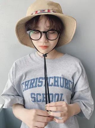 ショート カラー ボブパーマコテ巻き風 パーマNo1深江秀平のヘアスタイル