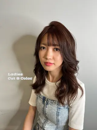 セミロング カラー パーマ ヘアアレンジ 二ヶ月綺麗なデザイン カット/星野六三四のヘアスタイル