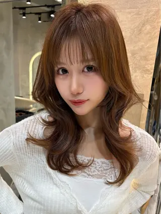 セミロング カラー 仙台Ｉ韓国レイヤー Ｉ髪質改善Ｉ伊藤拓海のヘアスタイル