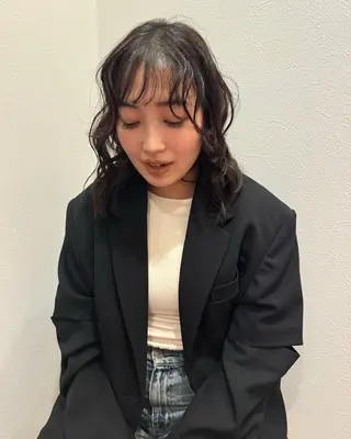 ミディアム カラー もりしま あやかのヘアスタイル