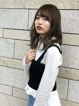 セミロング カラー 及川 祐輔のヘアスタイル