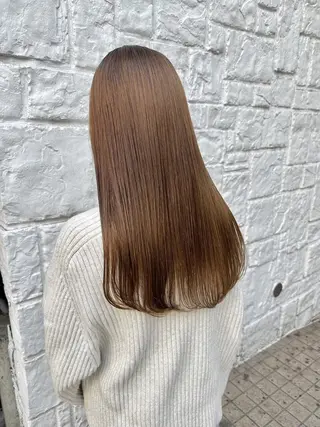 ロング パーマ 艶くすみカラー ‎/縮毛/川添桃花‎のヘアスタイル