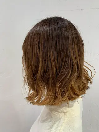 ミディアム カラー ヘアアレンジ 🫧透明感カラー/ ボブ/小笠原汐海🪽のヘアスタイル