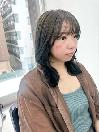 ミディアム カラー パーマ ヘアアレンジ メンズ キッズ レイヤーカット／顔周 りカット/縮毛矯正のヘアスタイル