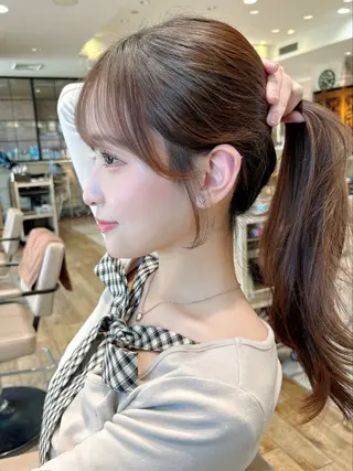 セミロング カラー パーマ 新宿✨顔周りカット 韓国ヘア/坂本亜裟海のヘアスタイル