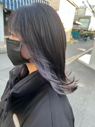 セミロング カラー パーマ ヘアアレンジ 🌈インナーカラー ‘ショウマ’🌈のヘアスタイル