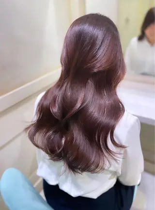 ロング カラー 🌷ピンク/韓国風 暖色カラー ゆい🌷のヘアスタイル