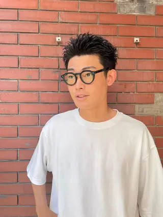 メンズ スパイキーパーマ 柏NO1 藤本葉のヘアスタイル