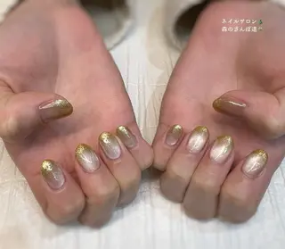 ネイル ショートネイル 森のさんぽ道のネイルデザイン