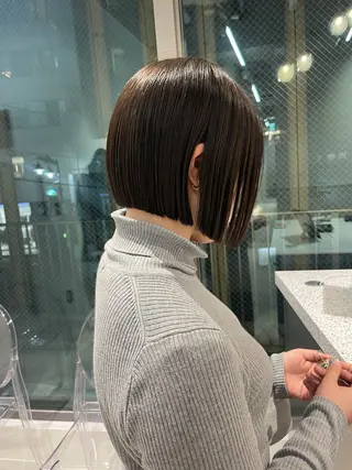 ミディアム カラー 抜け感ボブ×パーマ ｜kazaneのヘアスタイル
