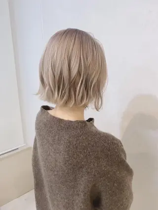 ミディアム カラー ヘアアレンジ 赤みゼロカラー 藤並純のヘアスタイル