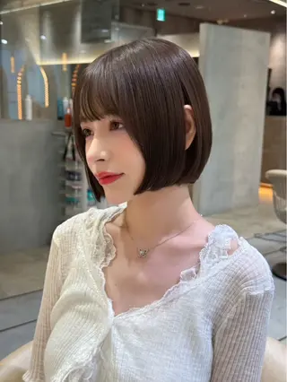 ミディアム カラー 💚銀座/ボブ /縮毛矯正/芦川💚のヘアスタイル