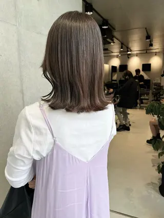 ロング カラー パーマ ヘアアレンジ 透明感/オリーブ/ グレージュ/YUKAのヘアスタイル