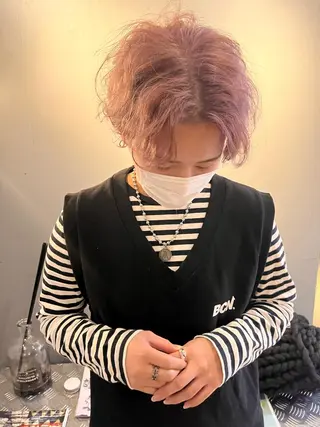 ショート カラー メンズパーマ/韓国 ヘア/Mino🤍のヘアスタイル