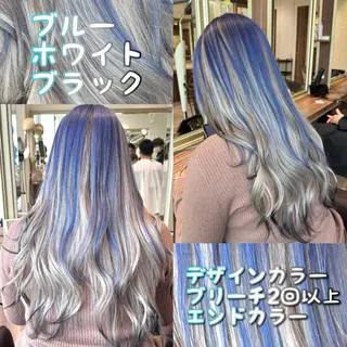 ロング カラー 雅/ダブルカラー/ 白髪ぼかしハイライトのヘアスタイル