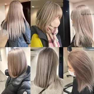 ミディアム カラー ヘアアレンジ 松井那津子 /ハイライトブリーチのヘアスタイル