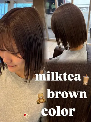 セミロング カラー 🤎韓国ヘア ベージュ まゆか🤎のヘアスタイル