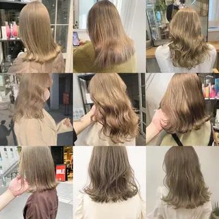 ミディアム カラー ハイトーンボブ 前田 表参道　グレージュのヘアスタイル