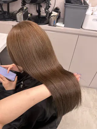 ロング カラー パーマ ヘアアレンジ メンズ キッズ ブリーチなしカラー/ ブラウン/レイヤーのヘアスタイル