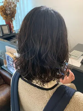 ミディアム パーマ 安村 美奈のヘアスタイル
