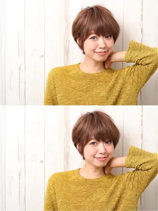 ショート カラー シアカラー×髪質改善 技術保証/浦前翼のヘアスタイル