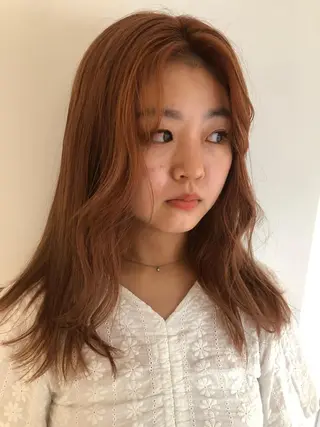 カラー ブリーチカラー🎀 韓国風/寺門美優のヘアスタイル