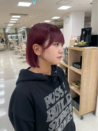 ミディアム カラー シャドウパーマ／骨格 矯正カット　トモキのヘアスタイル