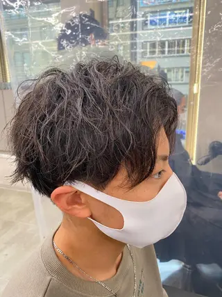 セミロング パーマ ヘアアレンジ メンズ メンズ特化 水口湧太のヘアスタイル