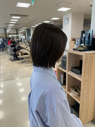 ミディアム カラー シャドウパーマ／骨格 矯正カット　トモキのヘアスタイル