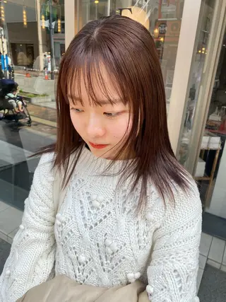 ミディアム カラー パーマ ヘアアレンジ メンズ キッズ ネイル mana 暖色カラーカットのヘアスタイル