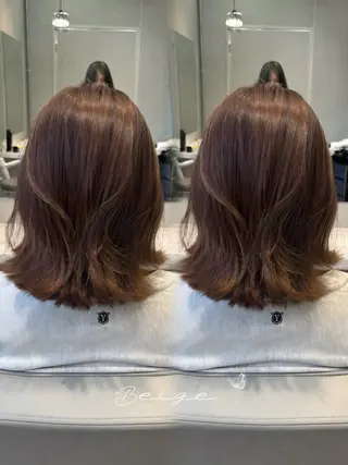 ミディアム カラー MAKO/モテ髪/ ハイトーン/赤みなしのヘアスタイル