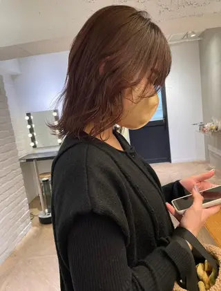 ミディアム カラー シャドウパーマ 田形清流のヘアスタイル