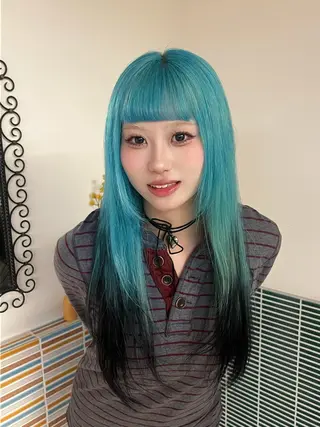 ロング カラー ヘアアレンジ ハイトーンカラー /梅田/みほのヘアスタイル