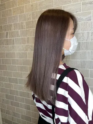 セミロング ブリーチ毛矯正.髪質 改善.髪にドラマをのヘアスタイル