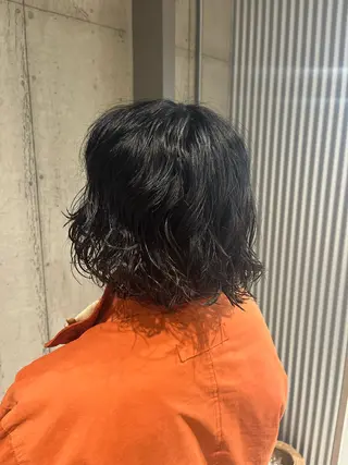 ミディアム パーマ ボブ×艶カラー 特化・リクト💥のヘアスタイル