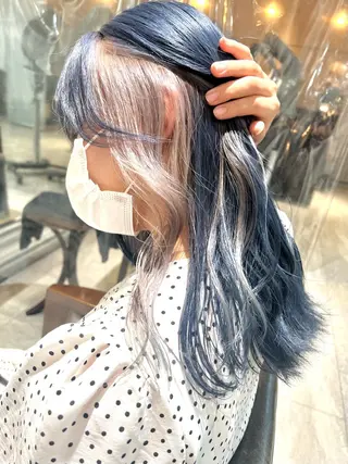 セミロング カラー ヘアアレンジ 🌈インナーカラー ‘ショウマ’🌈のヘアスタイル