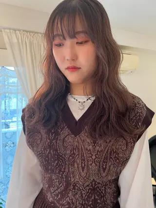 カラー ブリーチカラー🎀 韓国風/寺門美優のヘアスタイル