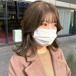 ミディアム カラー パーマ ヘアアレンジ メンズ キッズ ネイル マツエク・マツパ アイブロウ 前川 朋香のヘアスタイル