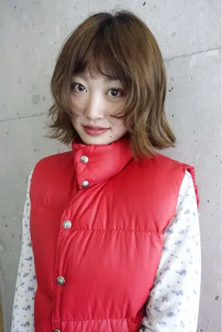 ミディアム カラー 暖色/パーマ 🌼クニトウメイのヘアスタイル