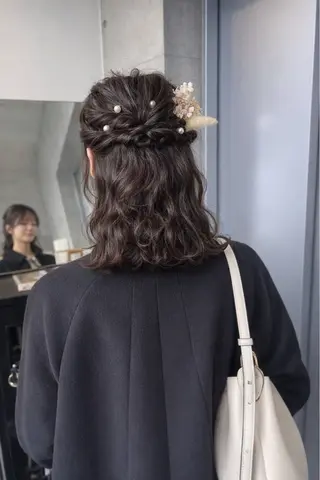 セミロング カラー パーマ ヘアアレンジ 透明感/オリーブ/ グレージュ/YUKAのヘアスタイル