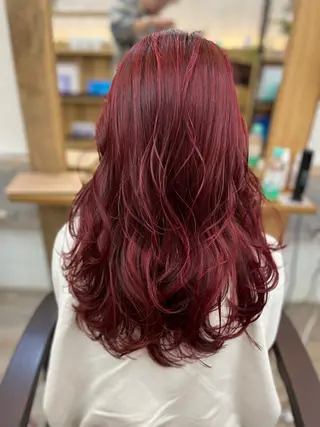 ミディアム カラー パーマ ヘアアレンジ 二ヶ月綺麗なデザイン カット/星野六三四のヘアスタイル