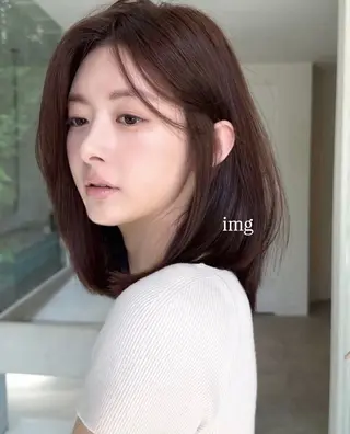 ミディアム カラー 🫧ボブカットモデル 韓国透明感カラー🫧のヘアスタイル